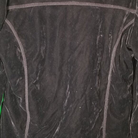Che- Bella Women XXL Black Velour Zip Up Jacket Velvet Warm Y2K Piping Retro - Picture 4 of 5